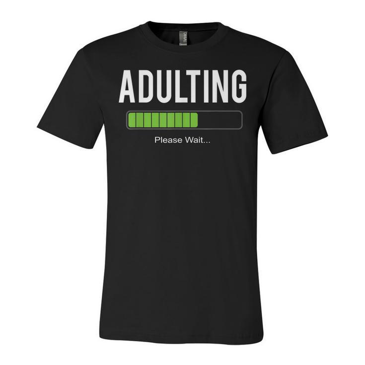 Adult 18Th Birthday Adulting For 18 Years Old Girls Boys  Unisex Jersey Short Sleeve Crewneck Tshirt