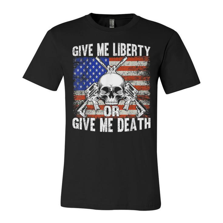 Ar-15 Give Me Liberty Or Give Me Death Skull - Ar15 Rifle  Unisex Jersey Short Sleeve Crewneck Tshirt