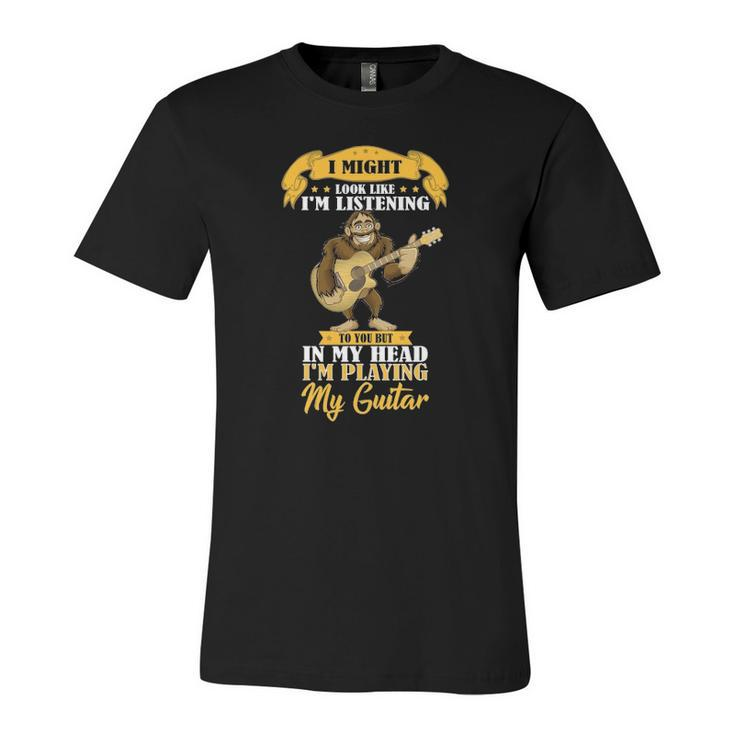 Bigfoot Playing Acoustic Guitar Musical Sasquatch Bigfoot Jersey T-Shirt