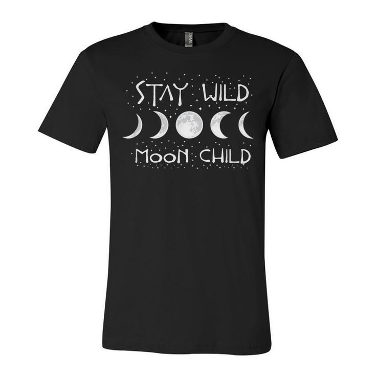 Boho Hippie Wiccan Wicca Moon Phases Stay Wild Moon Child  Unisex Jersey Short Sleeve Crewneck Tshirt
