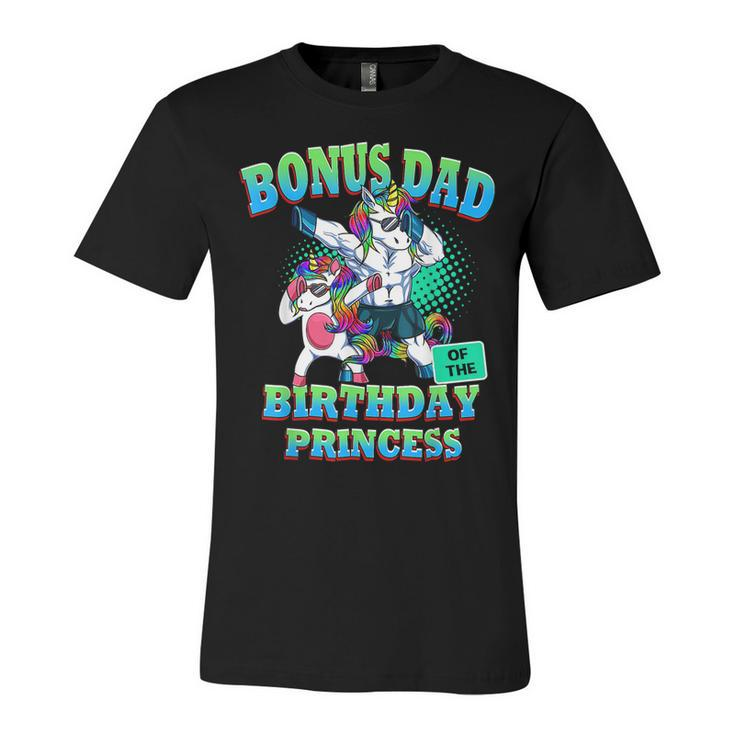 Bonus Dad Of The Birthday Princess Dabbing Unicorn Girl  Unisex Jersey Short Sleeve Crewneck Tshirt