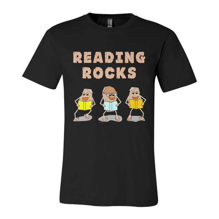 Book Reading Rocks Funny Literacy Funny Gift Unisex Jersey Short Sleeve Crewneck Tshirt