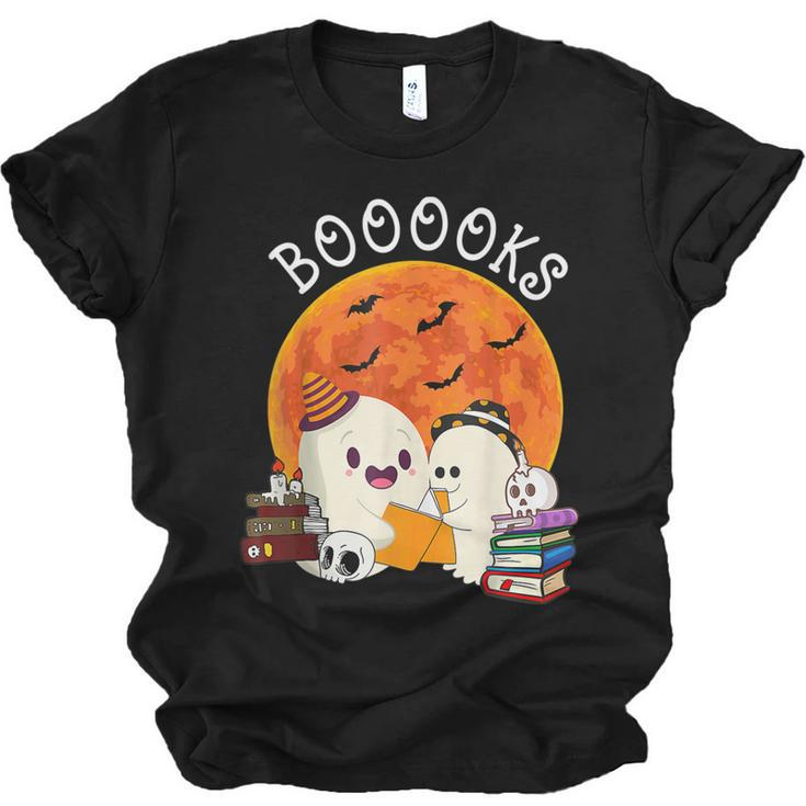 Booooks Ghost Boo Read Book Library Moon Halloween Boy Girl  Men Women T-shirt Unisex Jersey Short Sleeve Crewneck Tee