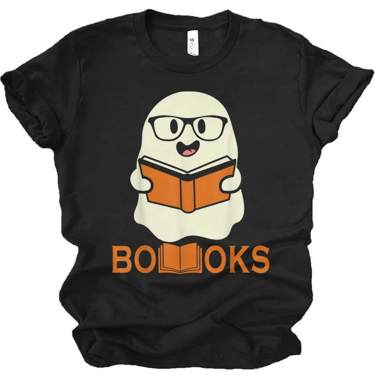 Booooks Ghost Boo Read Books Library Teacher Halloween Cute  V3 Men Women T-shirt Unisex Jersey Short Sleeve Crewneck Tee