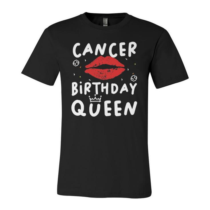 Cancer Birthday Queen Red Lips Jersey T-Shirt