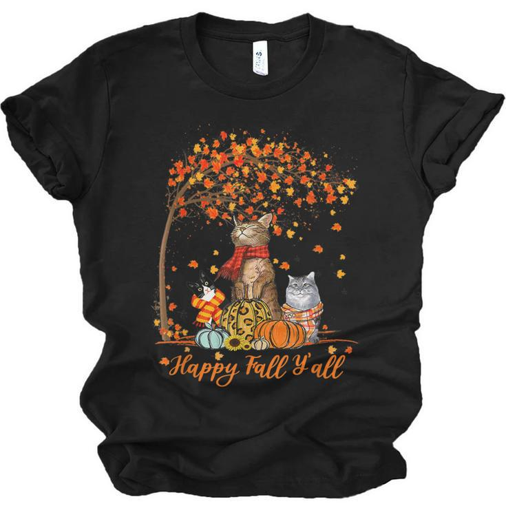 Cat It’S Fall Y’All Pumpkin Autumn Halloween Cat Fall Autumn  Men Women T-shirt Unisex Jersey Short Sleeve Crewneck Tee - Thegiftio