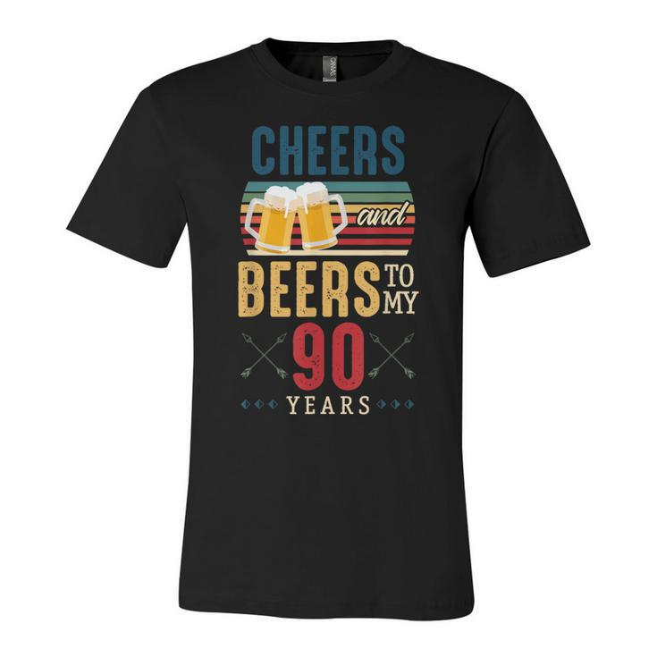 Cheers And Beers To My 90 Years 90Th Birthday  Unisex Jersey Short Sleeve Crewneck Tshirt