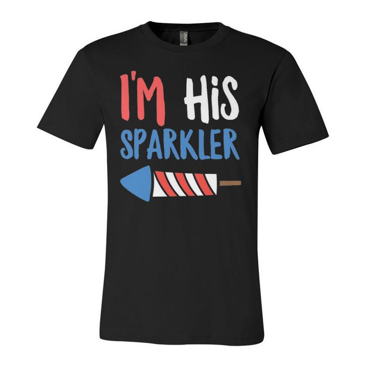 Couples Matching 4Th Of July Im His Sparkler Jersey T-Shirt