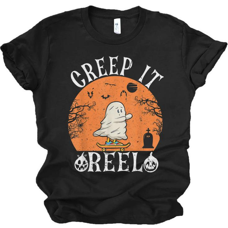 Creep It Real Ghost Men Skateboarding Halloween Fall Season  Men Women T-shirt Unisex Jersey Short Sleeve Crewneck Tee
