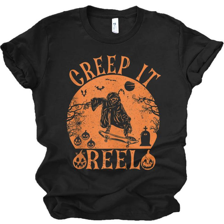 Creep It Real Ghost Men Skater Halloween Fall Season  Men Women T-shirt Unisex Jersey Short Sleeve Crewneck Tee