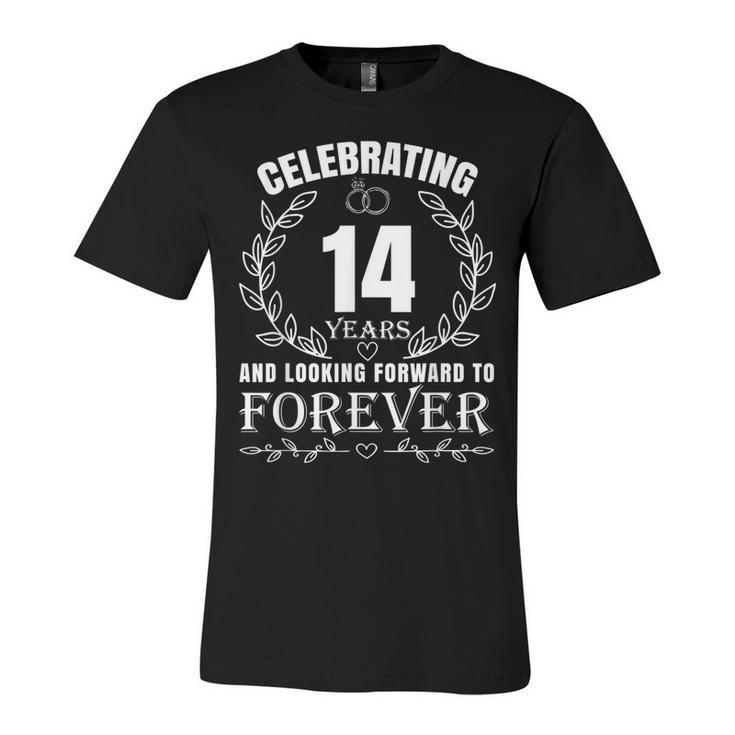 Cute 14Th Wedding Anniversary For Couples Married 14 Year  Unisex Jersey Short Sleeve Crewneck Tshirt