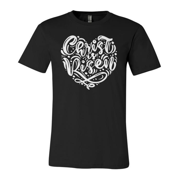 Easter Christian Christ Is Risen Cross Heart Jersey T-Shirt