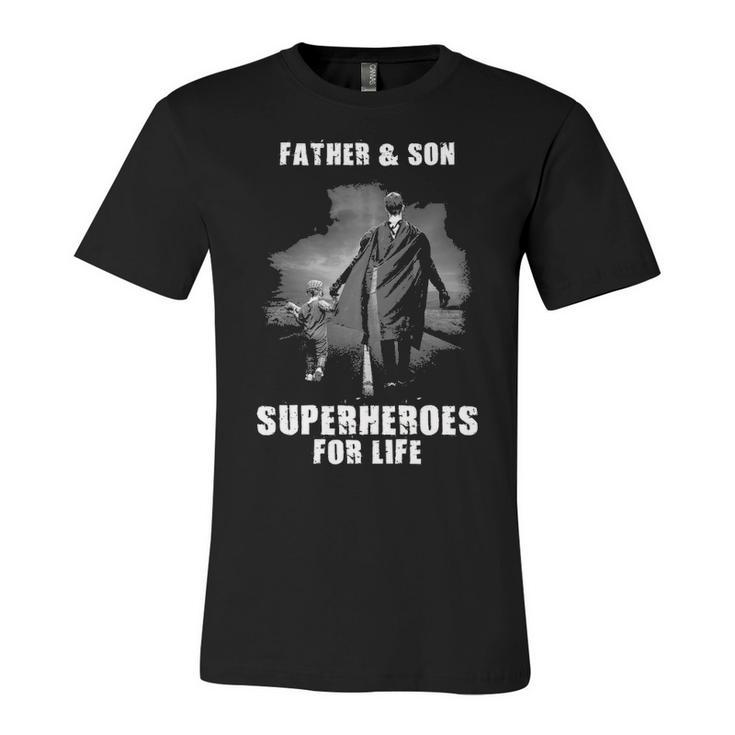 Father And Son - Superheroes Unisex Jersey Short Sleeve Crewneck Tshirt