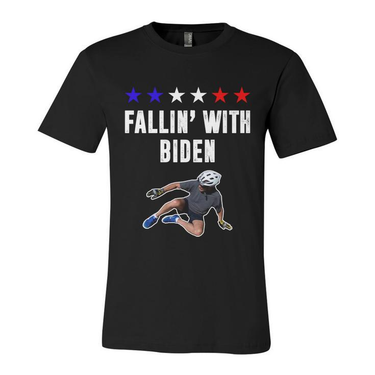 Funny Anti Biden Fallin With Biden Funny Joe Biden Bike Fall Unisex Jersey Short Sleeve Crewneck Tshirt
