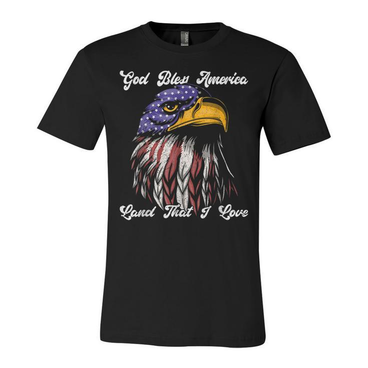 God Bless America Land That I Love Us Flag Funny 4Th Of July  Unisex Jersey Short Sleeve Crewneck Tshirt
