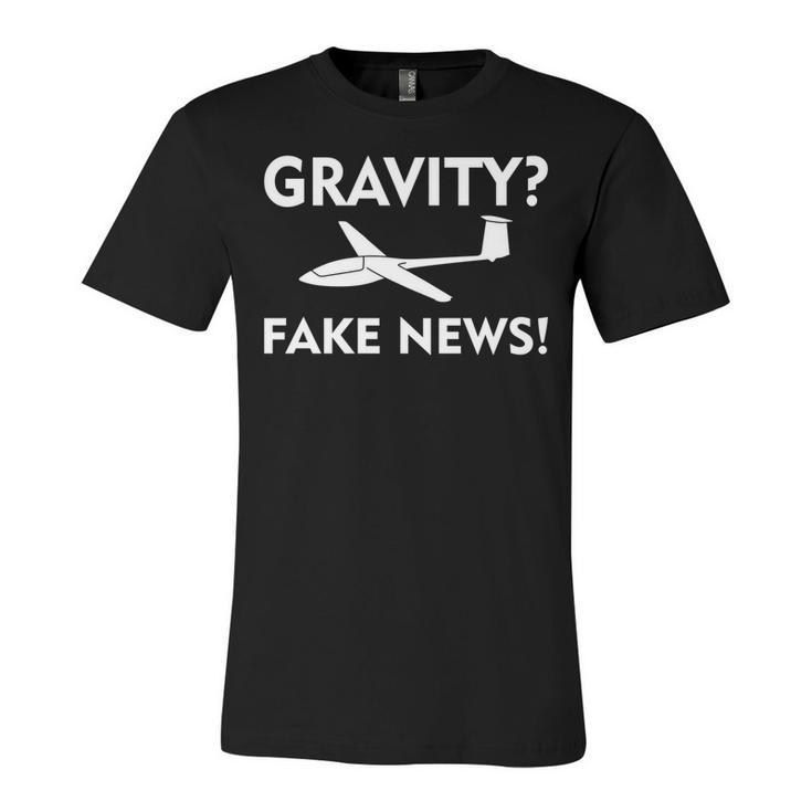 Gravity Fake News Glider Pilot Gliding Soaring Pilot   Unisex Jersey Short Sleeve Crewneck Tshirt