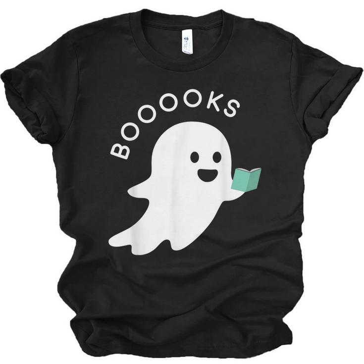 Halloween Booooks Ghost Reading Boo Read Books Library  Men Women T-shirt Unisex Jersey Short Sleeve Crewneck Tee
