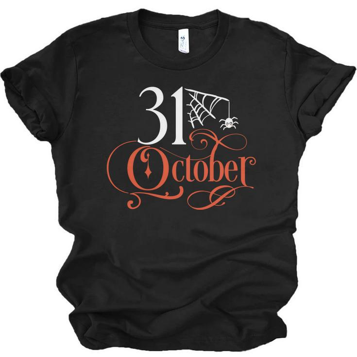 Halloween October 31 Orange And White Men Women T-shirt Unisex Jersey Short Sleeve Crewneck Tee