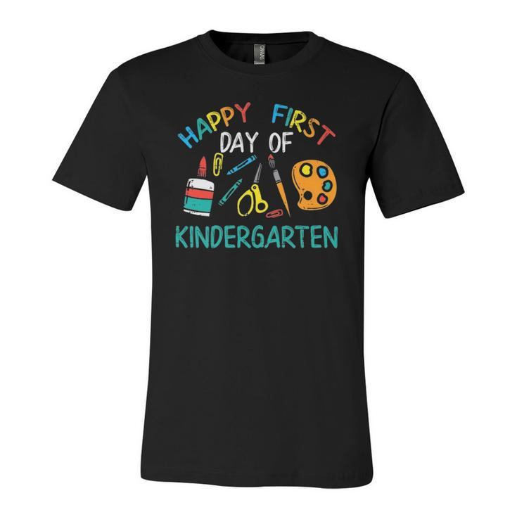 Happy First Day Of Kindergarten Back To Boys Girls Teacher Jersey T-Shirt