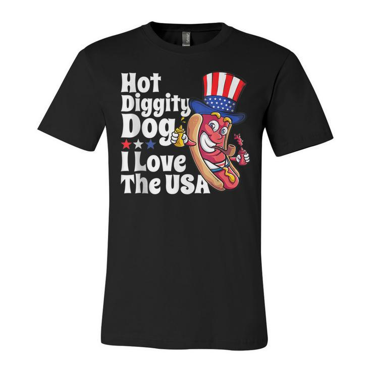 Hot Diggity Dog I Love The Usa Funny 4Th Of July Party  Unisex Jersey Short Sleeve Crewneck Tshirt