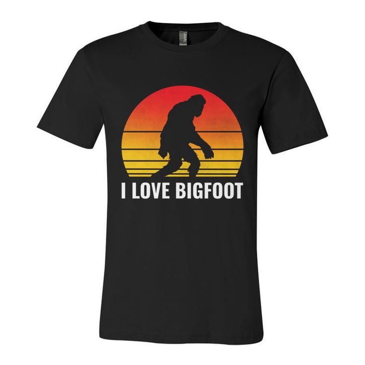 I Love Bigfoot Meaningful Gift Sasquatch Camping Hide And Seek Champion Cool Gif Unisex Jersey Short Sleeve Crewneck Tshirt