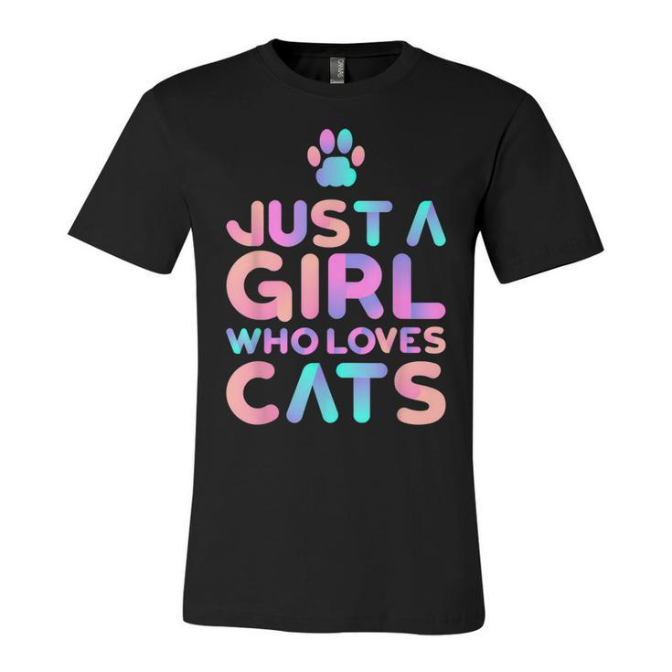Just A Girl Who Loves Cats Cute Cat Lover  Unisex Jersey Short Sleeve Crewneck Tshirt
