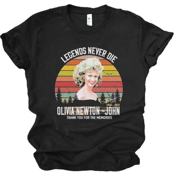 Legends Never Die Olivia Newton John Thank You For The Memories Men Women T-shirt Unisex Jersey Short Sleeve Crewneck Tee