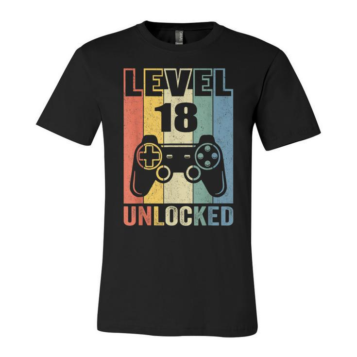 Level 18 Unlocked  18Th Video Gamer Birthday Boy Gift  V2 Unisex Jersey Short Sleeve Crewneck Tshirt