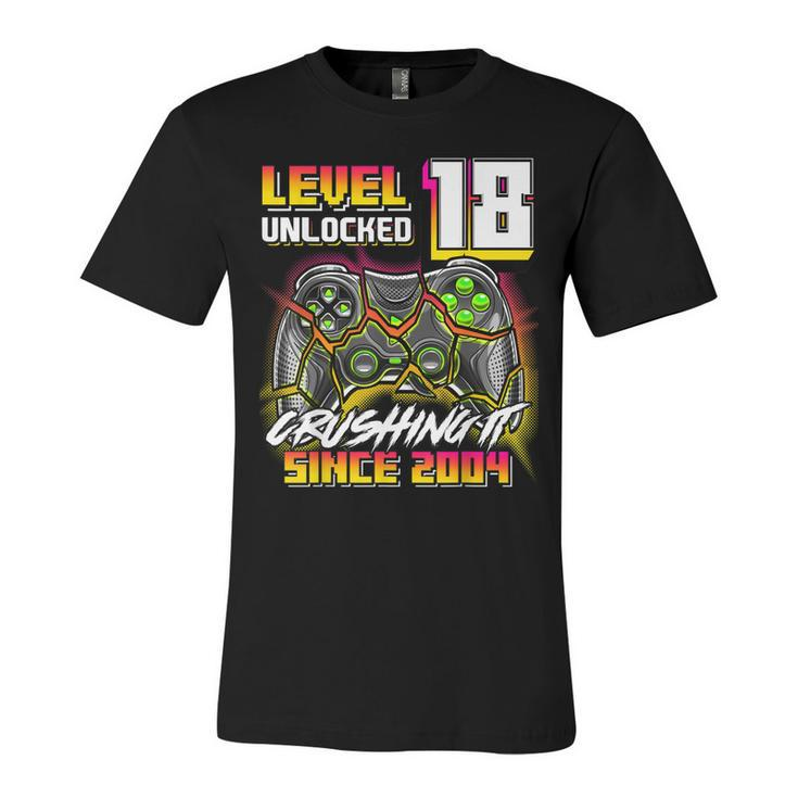 Level 18 Unlocked Crushing It 2004 Video Game 18Th Birthday  Unisex Jersey Short Sleeve Crewneck Tshirt