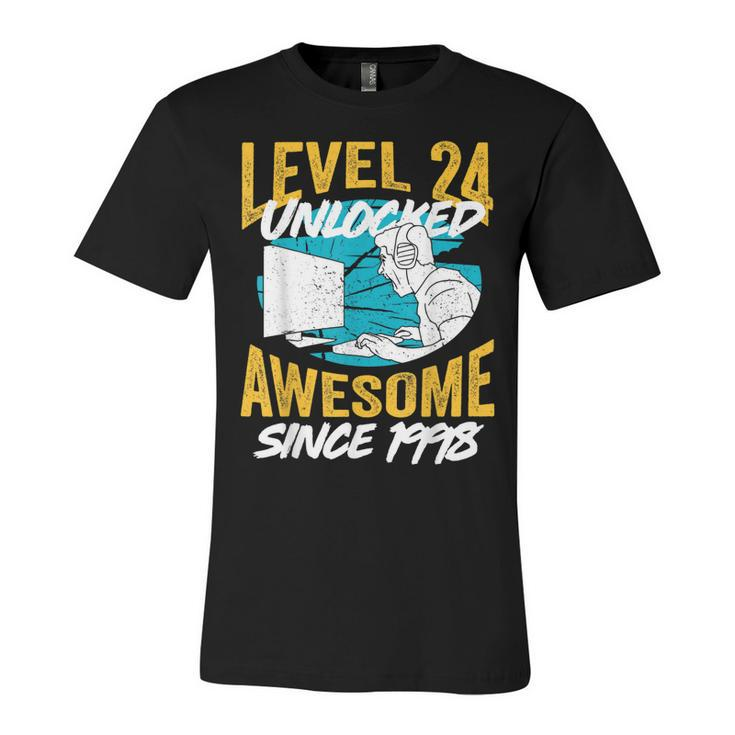 Level 24 Unlocked Awesome 1998 24Th Birthday Man Video Game  Unisex Jersey Short Sleeve Crewneck Tshirt