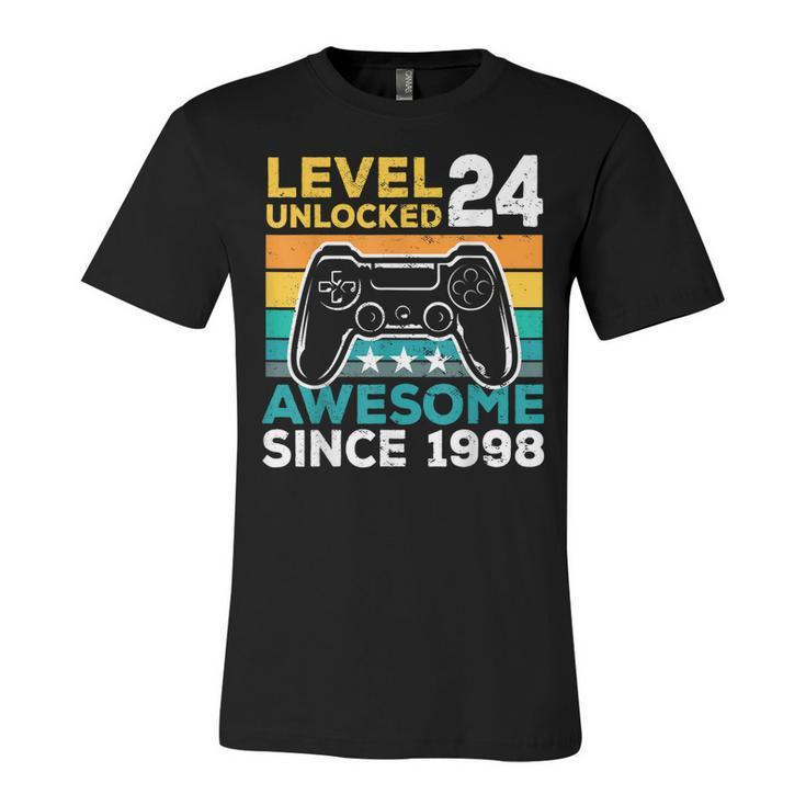 Level 24 Unlocked Awesome 1998 24Th Birthday Man Video Game  V2 Unisex Jersey Short Sleeve Crewneck Tshirt