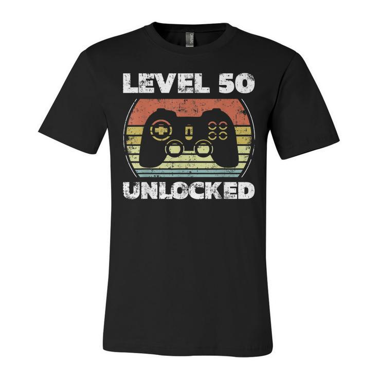 Level 50 Unlocked Funny Video Gamer 50Th Birthday  Unisex Jersey Short Sleeve Crewneck Tshirt