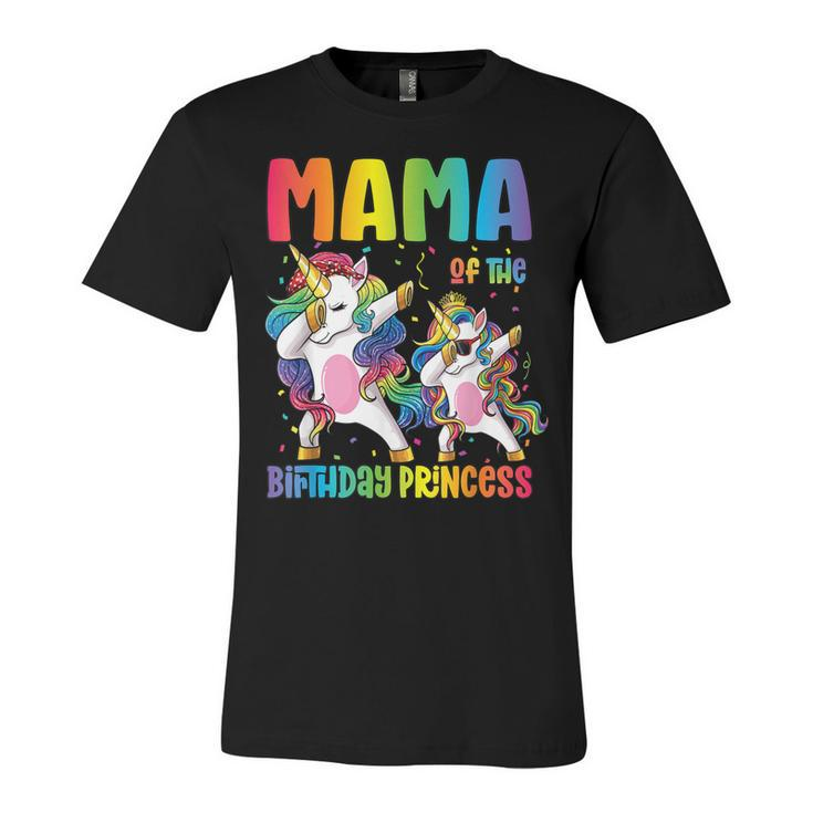 Mama Of The Birthday Girl Dabbing Princess Unicorn Mom  Unisex Jersey Short Sleeve Crewneck Tshirt