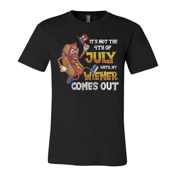 Mens Its Not A Party Until My Wiener Comes Out 4Th Of July Wiener  Unisex Jersey Short Sleeve Crewneck Tshirt