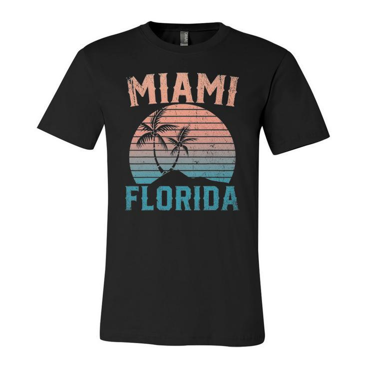 Miami Beach Tropical Summer Vacation Retro Miami Florida Jersey T-Shirt