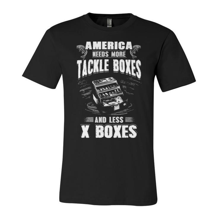 More Tackle Boxes - Less X Boxes Unisex Jersey Short Sleeve Crewneck Tshirt