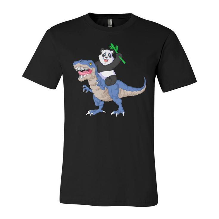 Panda Riding Dinosaur Unisex Jersey Short Sleeve Crewneck Tshirt