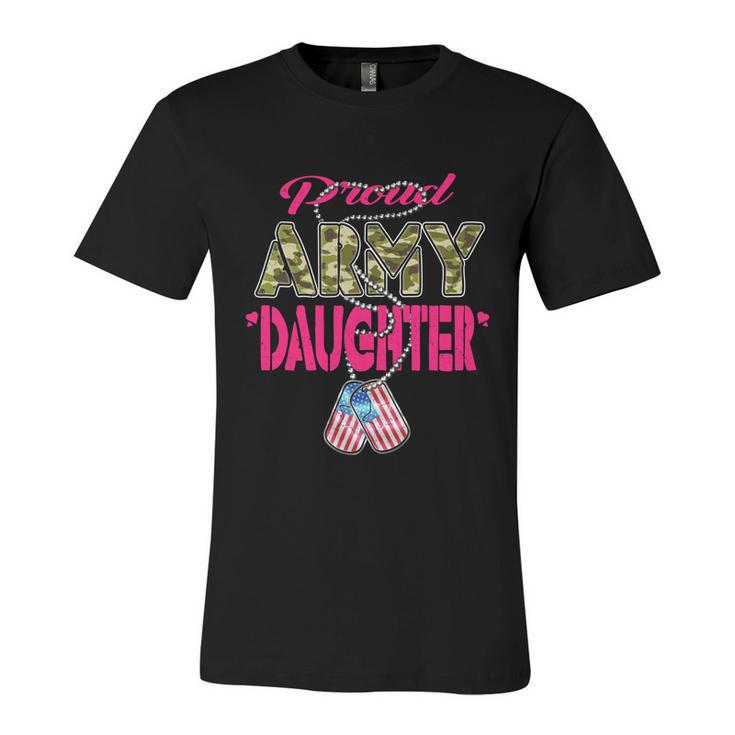 Proud Army Daughter Us Flag Gift Camo Dog Tags Military Child Gift Unisex Jersey Short Sleeve Crewneck Tshirt