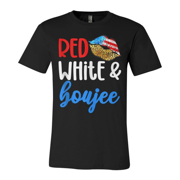 Red White And Boujee Funny 4Th Of July American Flag Lips  Unisex Jersey Short Sleeve Crewneck Tshirt