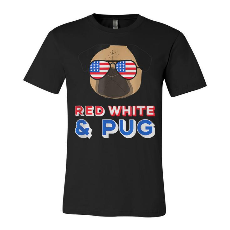 Red White And Pug  Funny Usa Dog 4Th July   Unisex Jersey Short Sleeve Crewneck Tshirt