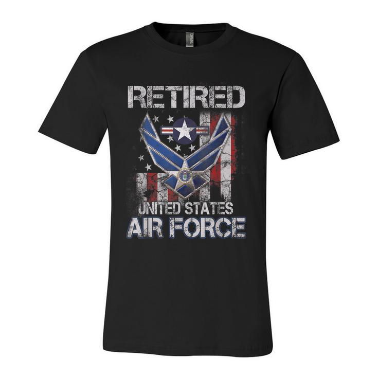 Retired Us Air Force Veteran Usaf Veteran Flag Vintage V2 Unisex Jersey Short Sleeve Crewneck Tshirt