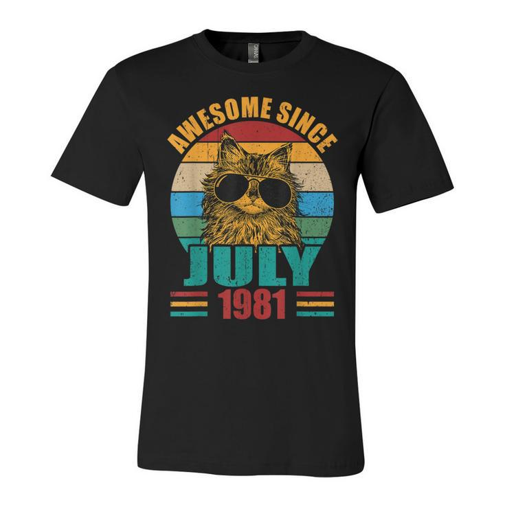 Retro Awesome Since July 1981 41St Birthday 41 Years Old  Unisex Jersey Short Sleeve Crewneck Tshirt