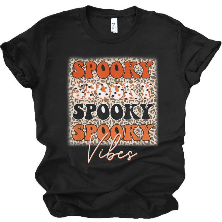Spooky Vibes Halloween  Spooky Leopard Pattern Autumn  Men Women T-shirt Unisex Jersey Short Sleeve Crewneck Tee