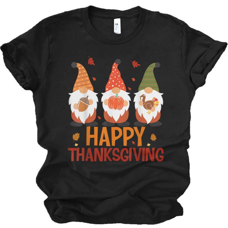 Three Gnomes Happy Thanksgiving Autumn Fall Pumpkin Spice  V2 Unisex Jersey Short Sleeve Crewneck Tshirt