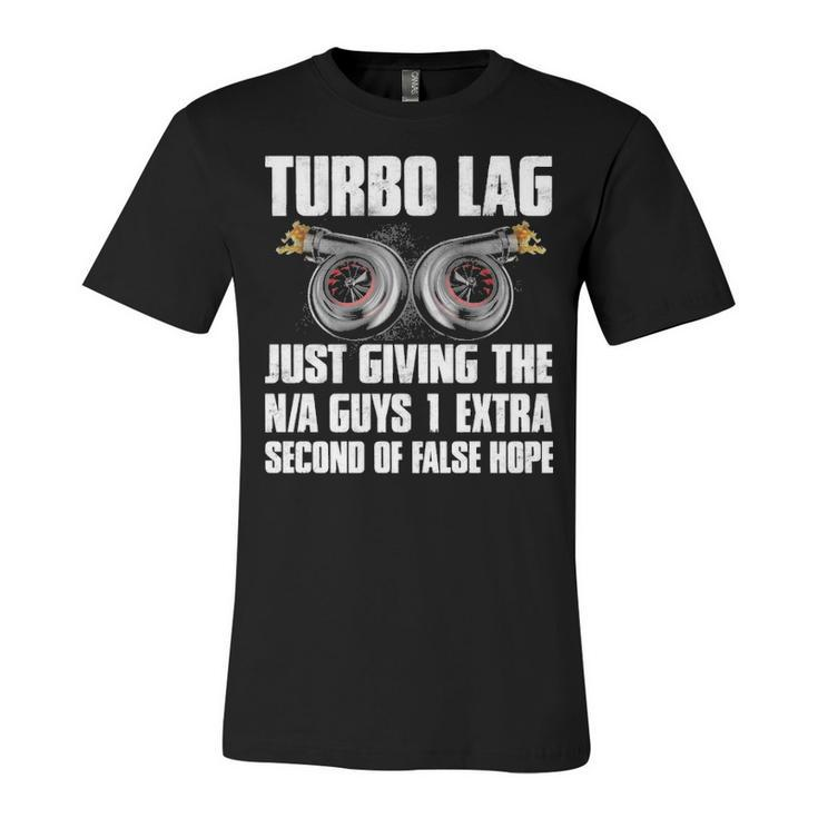 Turbo Lag Unisex Jersey Short Sleeve Crewneck Tshirt