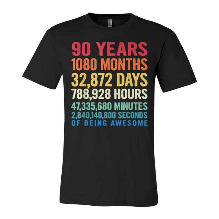 Vintage 90 Years Of Being Awesome Unique 90Th Birthday Gifts  Unisex Jersey Short Sleeve Crewneck Tshirt