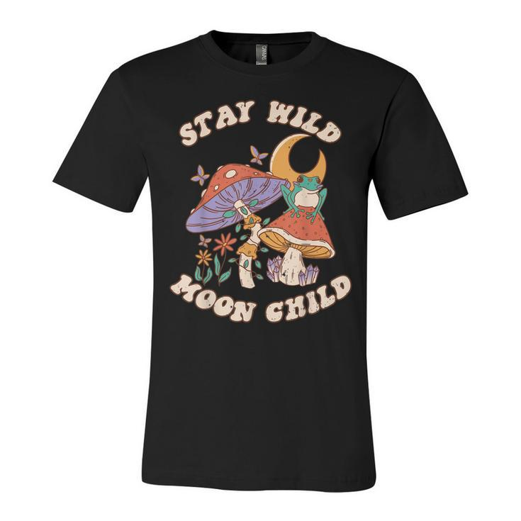 Vintage Retro Stay Wild Moon Child Frog Mushroom Hippie  Unisex Jersey Short Sleeve Crewneck Tshirt