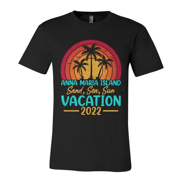 Vintage Sunset Summer Vacation 2022 Anna Maria Island Beach Cool Gift Unisex Jersey Short Sleeve Crewneck Tshirt