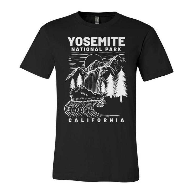 Vintage Yosemite National Park California Hiker  Unisex Jersey Short Sleeve Crewneck Tshirt