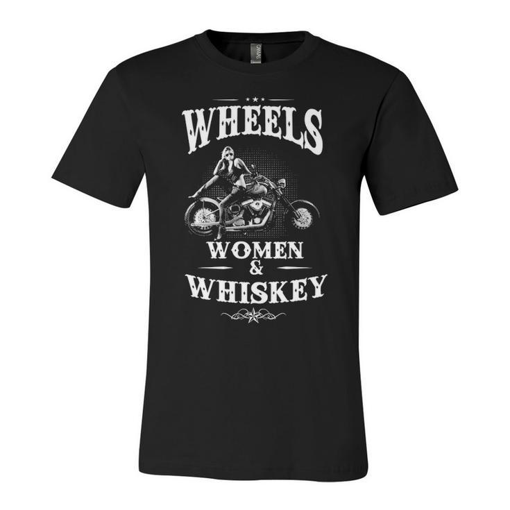 Wheels Woman & Whiskey Unisex Jersey Short Sleeve Crewneck Tshirt